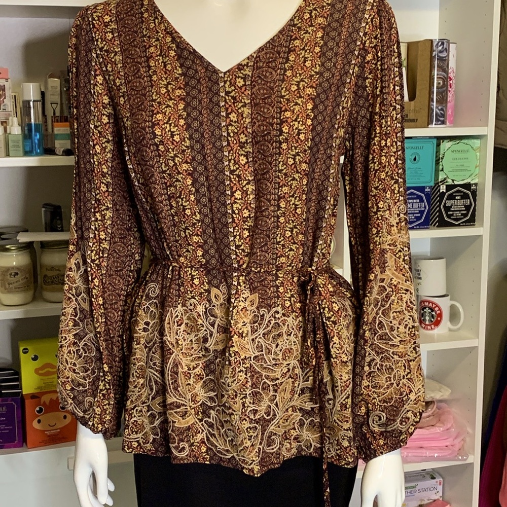 Savanna Jane Paisley Embroidered Belted Top